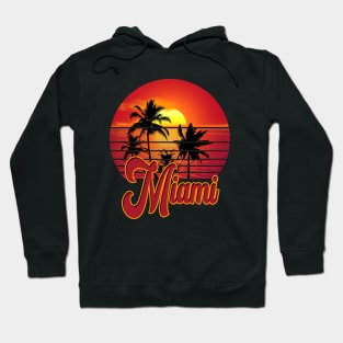 Miami Retro Vintage Sunset Beach 70s 80s Hoodie